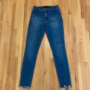 J BRAND skinny blue jeans with distressed hem